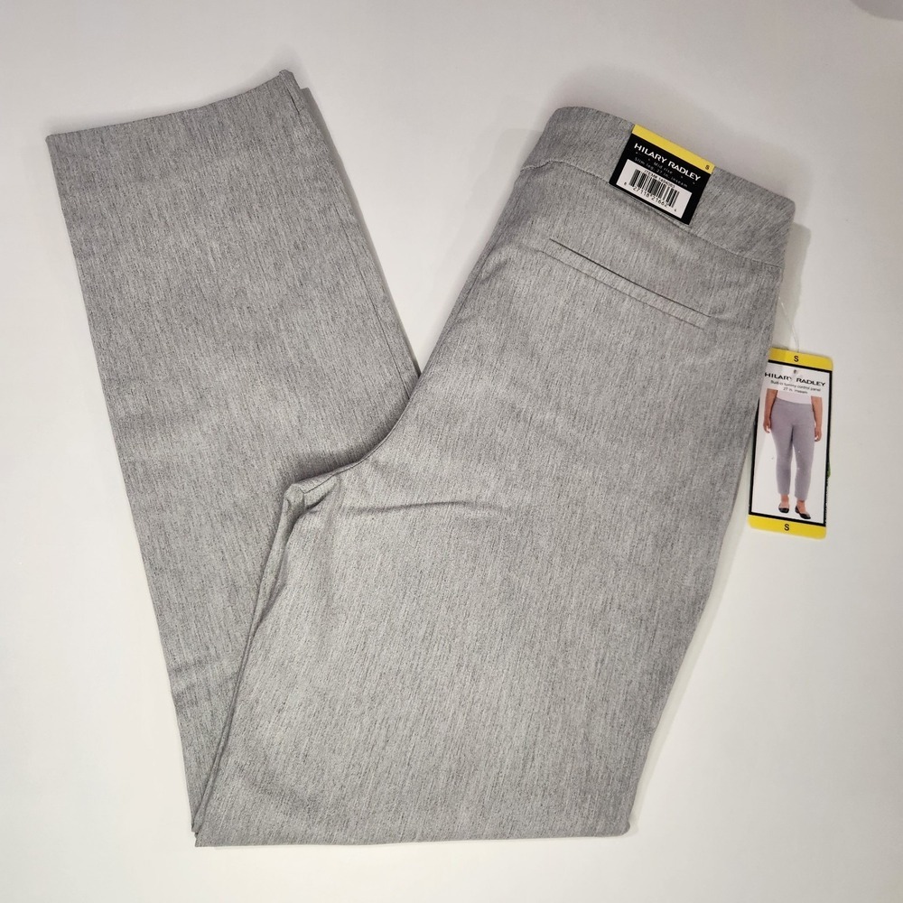 Hilary Radley Pants Womens Tummy Control Ankle Bottoms, Small Heather Light Gray